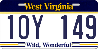 WV license plate 1OY149
