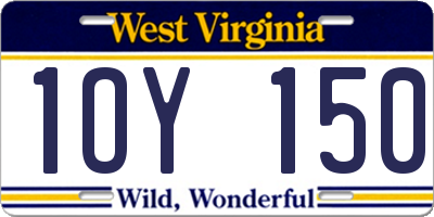 WV license plate 1OY150
