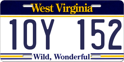 WV license plate 1OY152