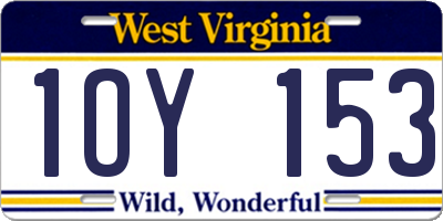 WV license plate 1OY153