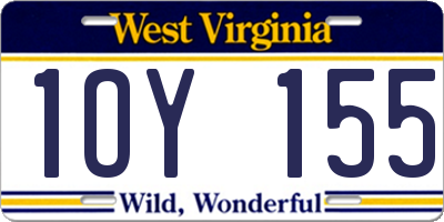 WV license plate 1OY155