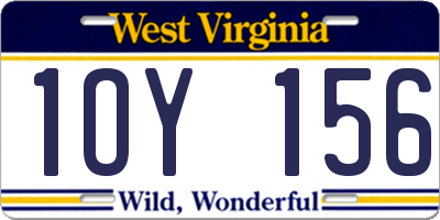 WV license plate 1OY156