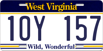 WV license plate 1OY157