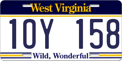 WV license plate 1OY158