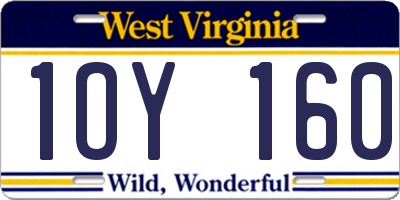 WV license plate 1OY160