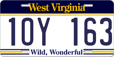 WV license plate 1OY163