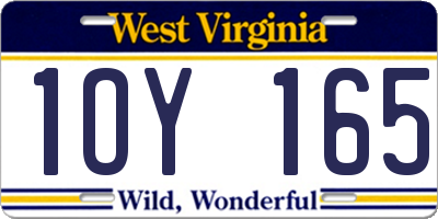 WV license plate 1OY165