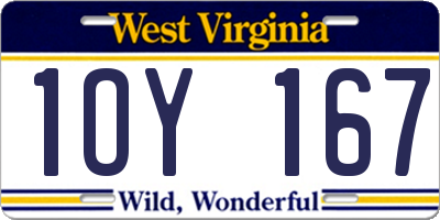 WV license plate 1OY167