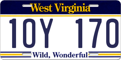 WV license plate 1OY170