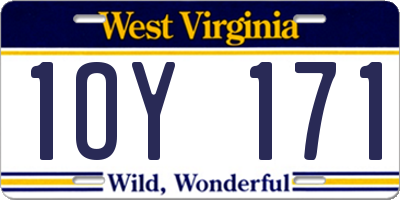 WV license plate 1OY171