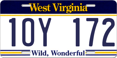 WV license plate 1OY172