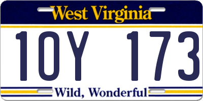 WV license plate 1OY173
