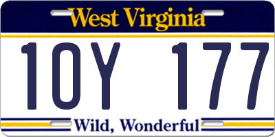 WV license plate 1OY177