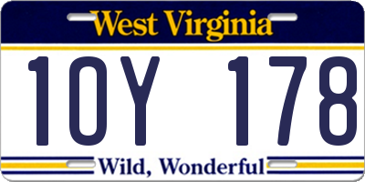 WV license plate 1OY178