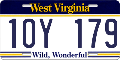 WV license plate 1OY179
