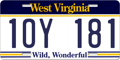 WV license plate 1OY181