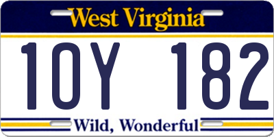 WV license plate 1OY182