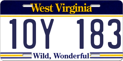 WV license plate 1OY183