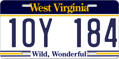 WV license plate 1OY184