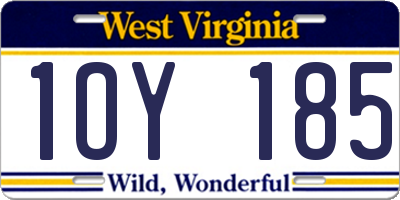WV license plate 1OY185