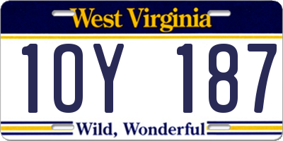 WV license plate 1OY187