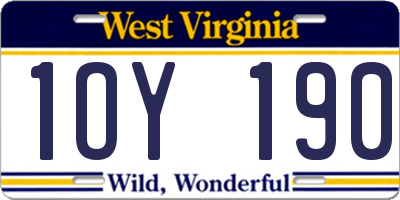 WV license plate 1OY190