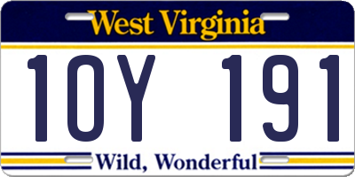 WV license plate 1OY191