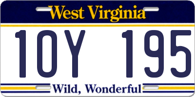 WV license plate 1OY195