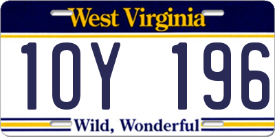 WV license plate 1OY196