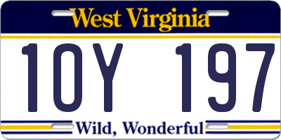 WV license plate 1OY197