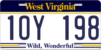 WV license plate 1OY198