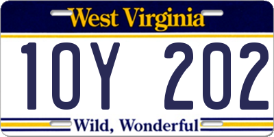 WV license plate 1OY202