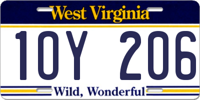 WV license plate 1OY206