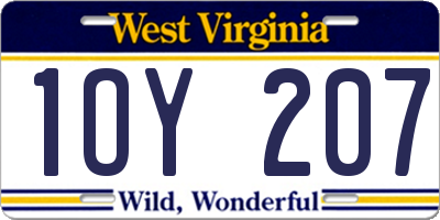 WV license plate 1OY207