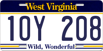 WV license plate 1OY208