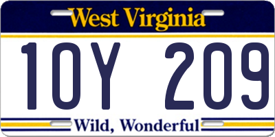 WV license plate 1OY209