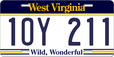 WV license plate 1OY211