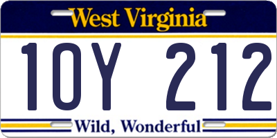 WV license plate 1OY212