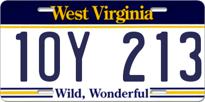 WV license plate 1OY213