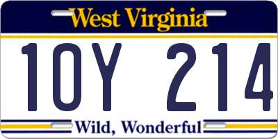 WV license plate 1OY214