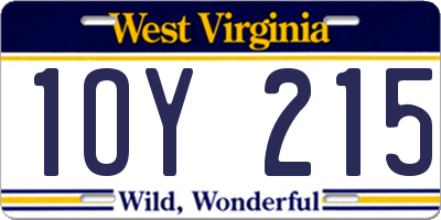 WV license plate 1OY215