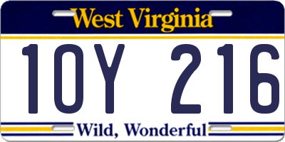 WV license plate 1OY216