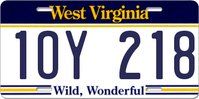 WV license plate 1OY218