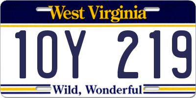 WV license plate 1OY219