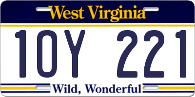WV license plate 1OY221