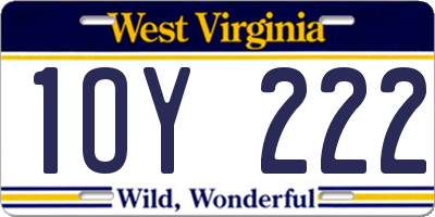 WV license plate 1OY222
