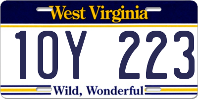 WV license plate 1OY223