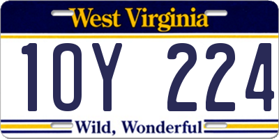 WV license plate 1OY224