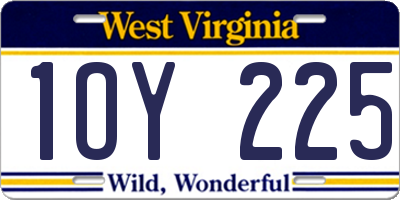 WV license plate 1OY225