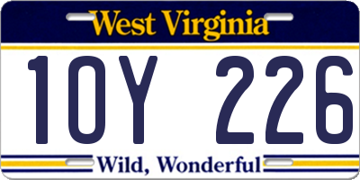 WV license plate 1OY226